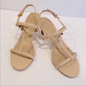 Tory Burch T- Strap Patent Nude Steffiano Sandals